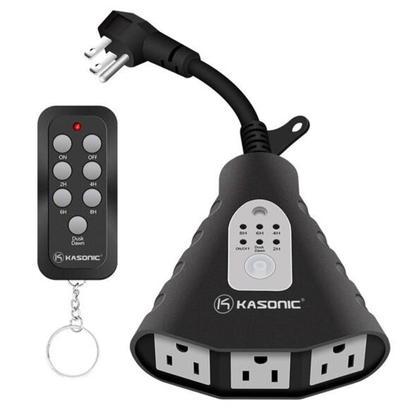 Outdoor Light Timer, Waterproof Plug in Sensor Outlet Timer Switch, 100 ft Range - Picture 1 of 7